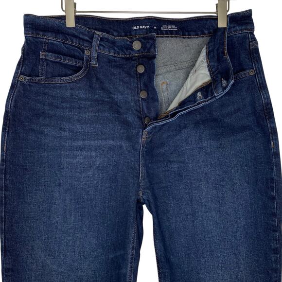 Old Navy Jeans Extra High Rise Sky Hi Straight Leg Button Fly Womens Size 14 - Picture 8 of 14